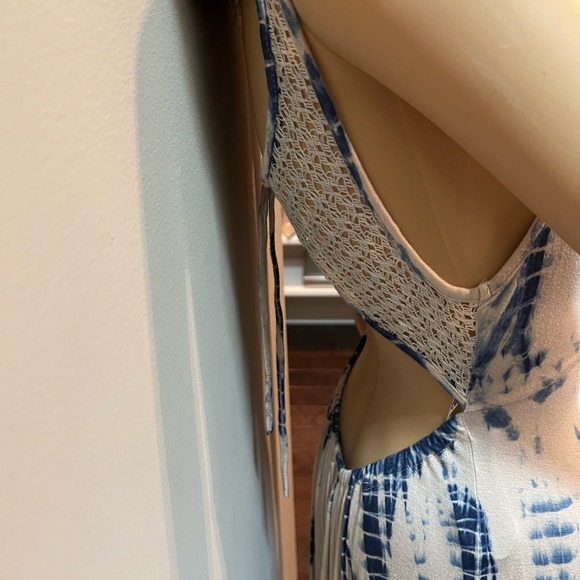 Miss Me Blue/Cream Tie-Dyed Floorlength Maxi Dress SizeM/L - Picture 7 of 10